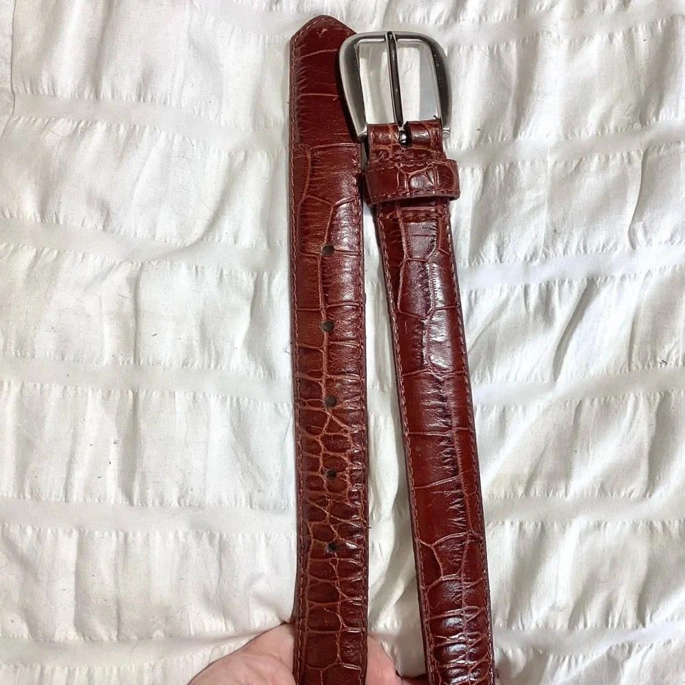 St Johns Bay Croc Embossed Leather Belt Size M